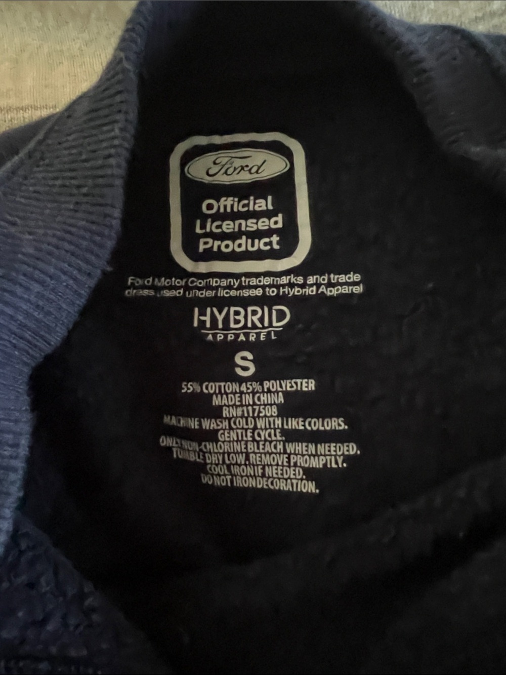 5/$10 item Ford Navy and Light Gray Crewneck Sweater with Multicolor Stripe - Picture 2 of 2